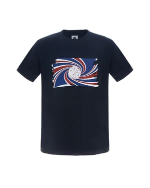Men's Pretty Green Swirl Logo Print Regular Fit T-Shirt in Navy