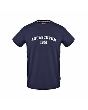 Men's Aquascutum Arch Logo Crew Neck Short Sleeve T-Shirt in Navy