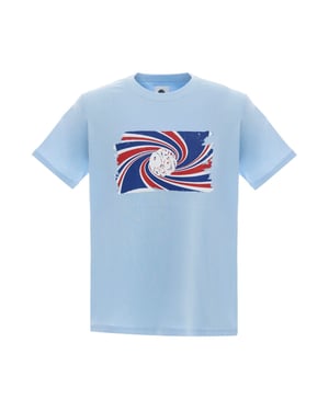 Men's Pretty Green Swirl Logo Print Regular Fit T-Shirt in Sky Blue