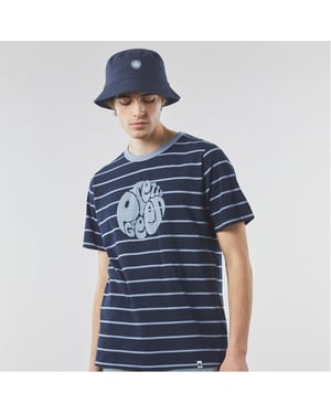 Men's Pretty Green Capella Stripe Regular Fit T-Shirt in Navy