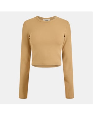 Women's JJXX Feline Slim Fit Cropped Long Sleeve T-Shirt in Incense