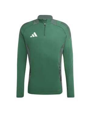 Men's adidas Zip Neck High Collar Long Sleeve Athletic Jersey in Dark Green