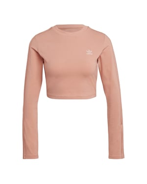 Women's adidas Originals Cropped Slim Fit Crew Neck T-Shirt in Ambient Blush