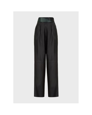 Women's Emporio Armani EA7 Embroidered Trousers in Black