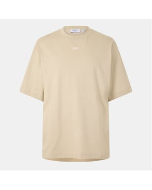 Men's Off White Arrow Skate Lettering Regular Fit T-Shirt in Brown/White