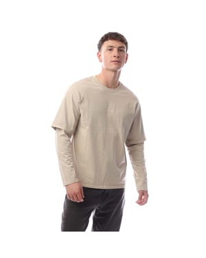 Men's Levis Feather Embroidered Crew Neck Long Sleeve Jersey T-Shirt in G Dye Fthr Gray