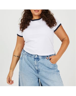 Women's Brave Soul Ps Ss Tee in White/Navy