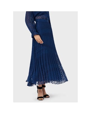 Women's Emporio Armani EA7 Plet Maxi A-Line Skirt in Royal Blue