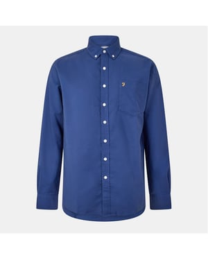 Men's Farah Boxworth Regular Fit Long Sleeve Shirt in Mid Blue