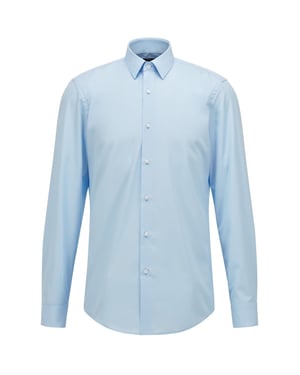 Men's Boss Collared Neck Point Collar Long Sleeve Shirt in Light/Pstl Blue