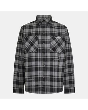 Men's Off White Regular Fit Long Cuff Sleeve Shirt in Grey/White