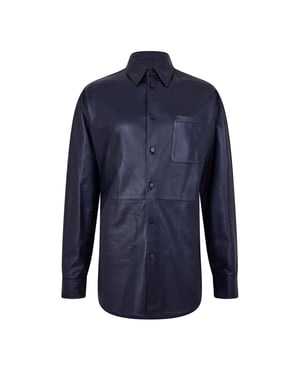 Men's Off White Leather Regular Fit Long Sleeve Shirt in Sierra Leone
