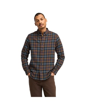 Men's Timberland Regular Fit Flannel Check Shirt in Dark Sapphire