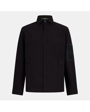 Men's Boss Zipped Pocket Collared Neck Long Sleeve Shirt in Black