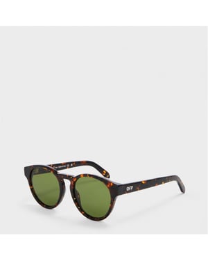Accessories Off White Oakland Round Full Rim Sunglasses in Havana/Green