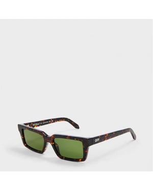 Accessories Off White Warren Rectangle Full Rim Sunglasses in Havana/Green