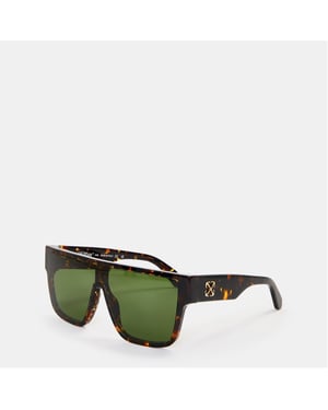 Accessories Off White Syracuse Square Full Rim Sunglasses in Havana/Green