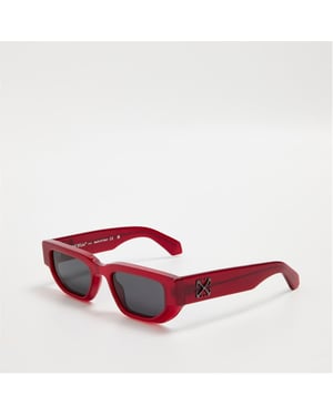 Accessories Off White Greeley Rectangle Full Rim Sunglasses in Burgundy/Grey