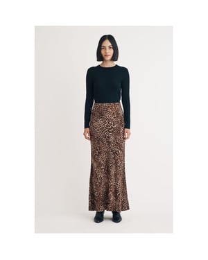 Women's Nobodys Child Pytn Animal Patterned Maxi Trumpet Skirt in Brown