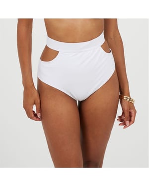 Women's Brave Soul Solid Patterned Regular Fit Bikini Bottoms Set in White