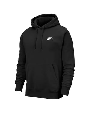 Men's Nike Club Fleece Pullover Hoodie in Black/White