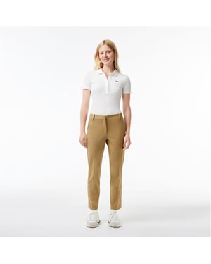 Women's Lacoste Solid Patterned Straight Chinos in Lion