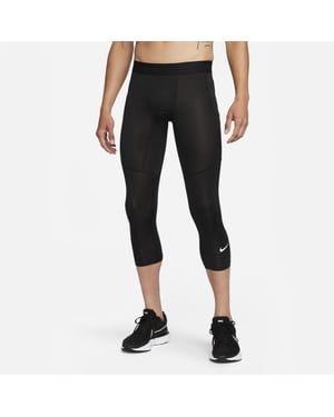 Men's Nike DF Solid Patterned Leggings in Black/White