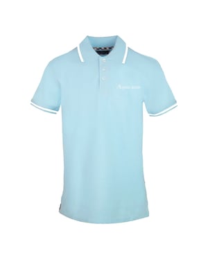 Men's Aquascutum Collared Neck Short Sleeve Polo Shirt in Sky Blue