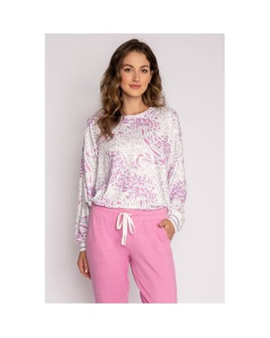 Women's PJ Salvage Salvage Wild Lavender Top. in Off-White