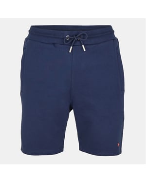 Men's Modern Amusement Bergam Ribbed Waistband Shorts with Drawstring in Navy