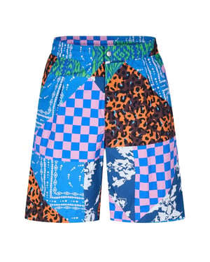 Men's Marcelo Burlon Patchwork Casual Shorts in Blue