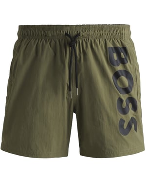 Men's Boss Octopus Swim Shorts, Comfortable Elasticated Waist in Dark Beige