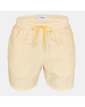 Men's Farah Colbert Stripe Patterned Swim Short in Pyramid Yel