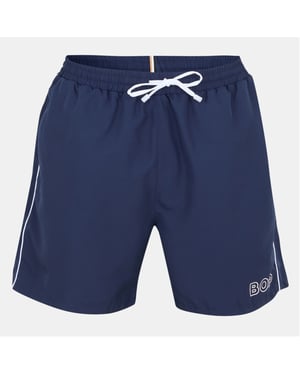 Men's Boss Solid Patterned Starfish Swim Short in Dark Blue