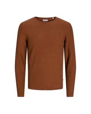 Men's Jack and Jones Knit Crew Neck Regular Fit Sweater in Mocha Bisque