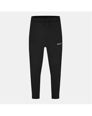 Men's Boss Hadiko Wordmark Solid Patterned Joggers in Black