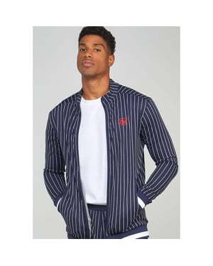 Men's SikSilk Pins Athletic Mock Neck Long Sleeve Top in Navy