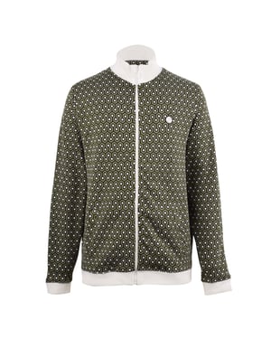 Men's Pretty Green Geo Regular Fit Long Sleeve Zip Neck Athletic in Green