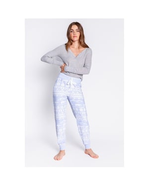 Women's PJ Salvage Salvage Snowflake Cuffed Pant in Hellblau