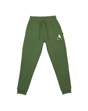 Men's Aquascutum Solid Patterned Slim Tapered Joggers in Military Green