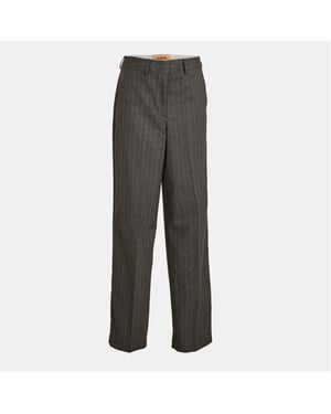 Women's JJXX Brshoody Stripe Patterned Straight Trousers in Grey Melange