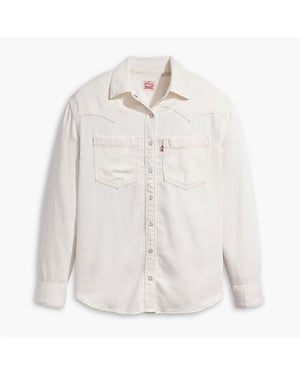 Women's Levis Teodora Western Long Sleeve Denim Shirt in Ecru Crew 6