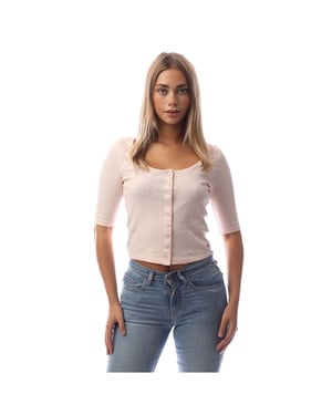 Women's Levis Square Neck Three Quarter Sleeve Milkmaid Blouse in Pearl Blush