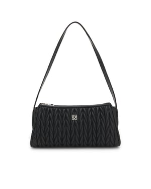 Accessories Hugo Chris Textured Hobo Bag with Silver Tone Hardware in Dark Brown