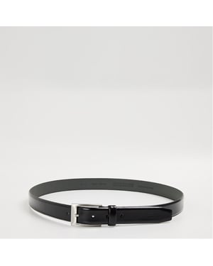 Accessories Boss Leather Belt with Metal Buckle in Black