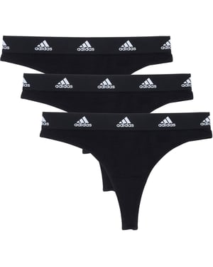 Women's adidas 3 Pack Active Comfort Cotton Thong in Black