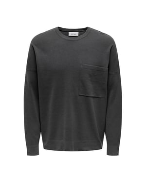 Men's Only Relaxed Fit Crew Neck Long Sleeve Sweatshirt in Magnet