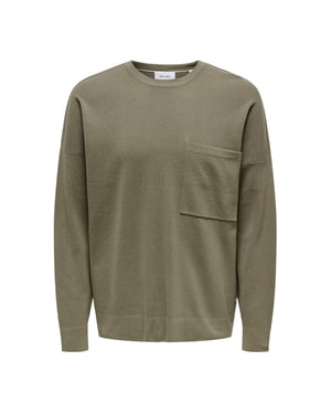 Men's Only Relaxed Fit Crew Neck Long Sleeve Sweatshirt in Desert Taupe