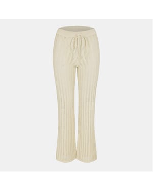 Women's Noisy May Ribbed Flared Pajama Pants in Birch