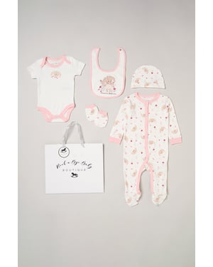 5-Piece Bunny Print All in One Baby Gift Set